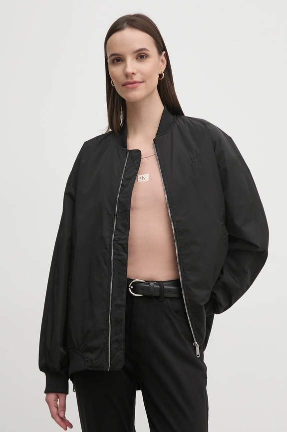 Bomber jakna Calvin Klein Jeans Planet friendly crna J20J224702
