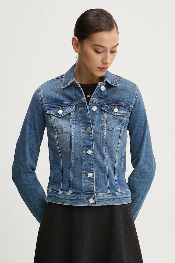 Τζιν μπουφάν Tommy Jeans χωρίς κουκούλα μπλε DW0DW20158