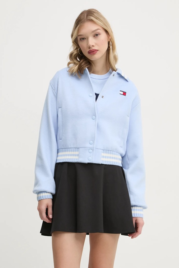 Tommy Jeans gyapjú keverék dzseki nem szigetelt kék DW0DW20165