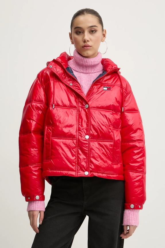 Bunda Tommy Jeans oversize červená DW0DW20210