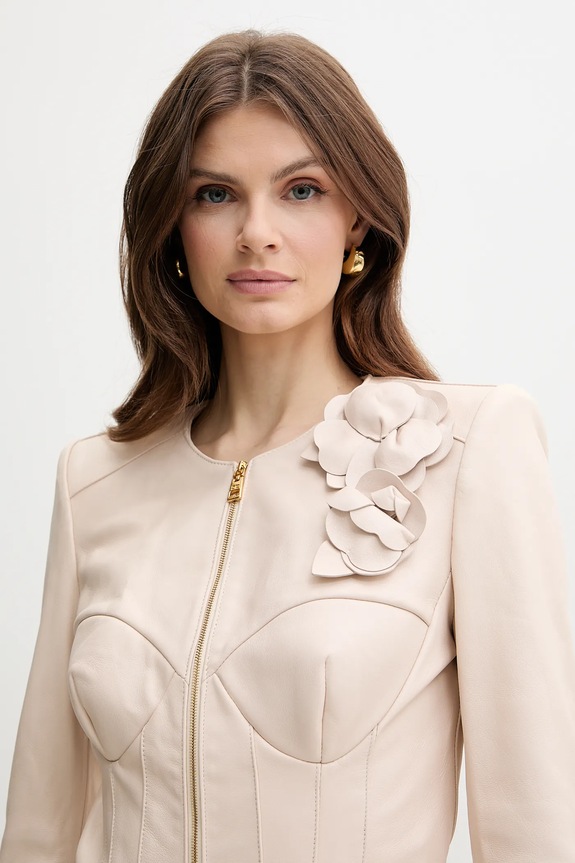 Elisabetta Franchi bőrdzseki bézs GD45Z51E2