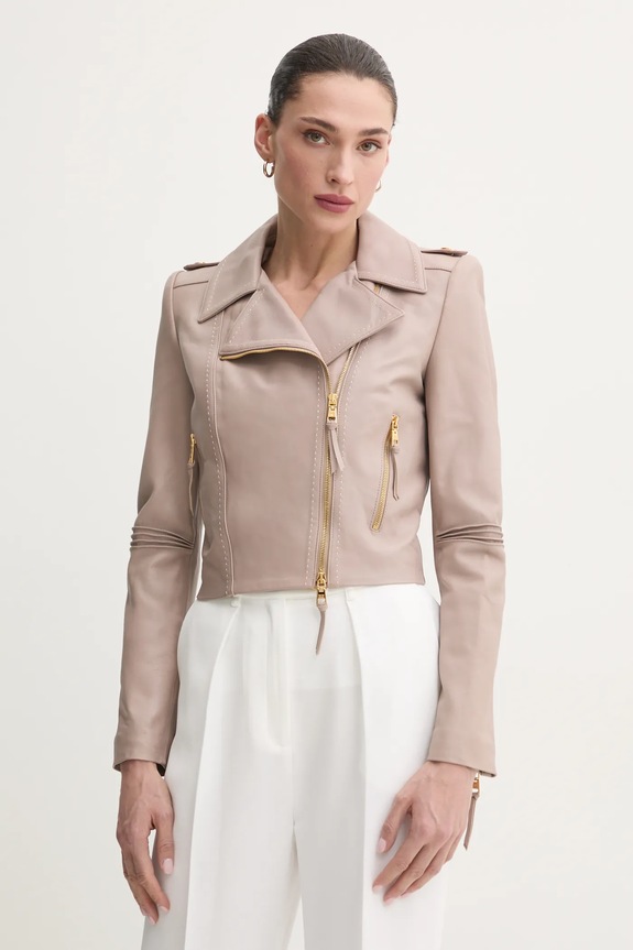 Δερμάτινo jacket Elisabetta Franchi άλλο καφέ GD47Z51E2