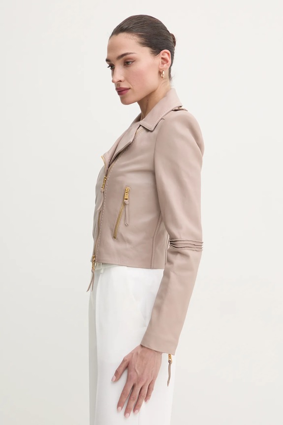 Δερμάτινo jacket Elisabetta Franchi καφέ GD47Z51E2
