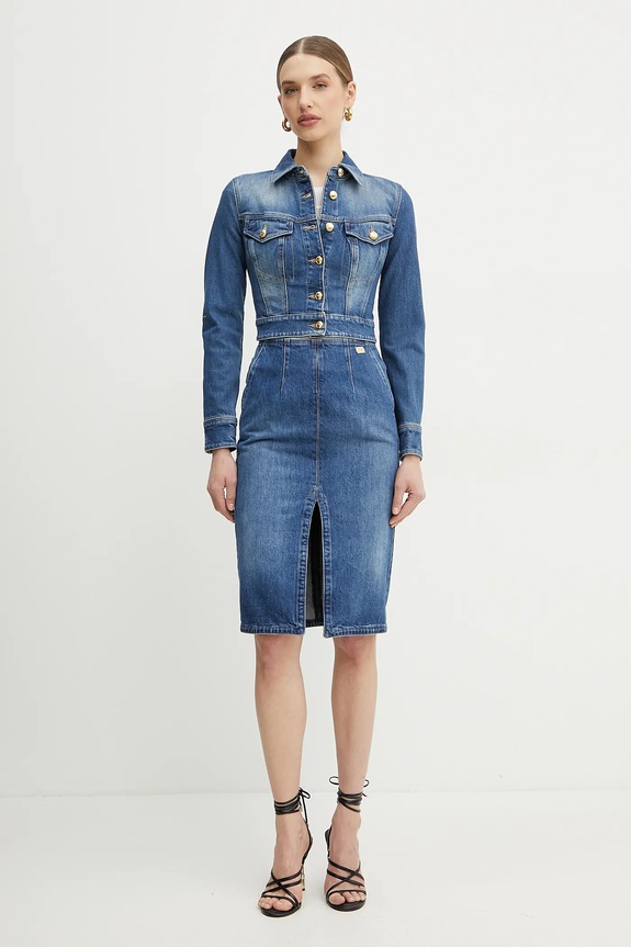 Elisabetta Franchi kurtka jeansowa BJ37I51E2 niebieski SS25
