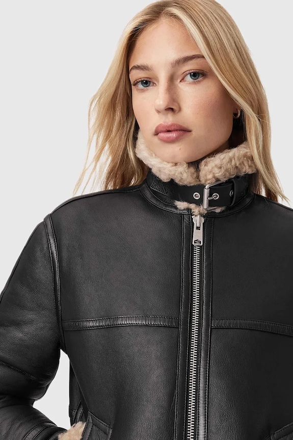 Ρούχα Δερμάτινο μπουφάν AllSaints LOREL W069LB μαύρο