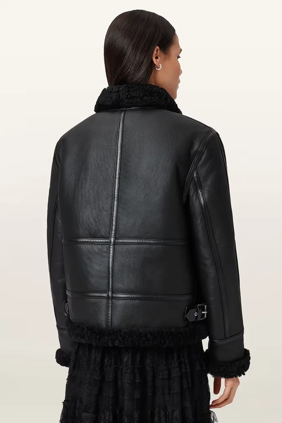 AllSaints bőrdzseki LOREL W069LB fekete SS25