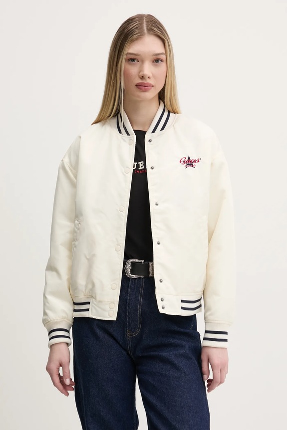 Guess Jeans kurtka bomber bez kaptura beżowy W5RL43.WHAA2