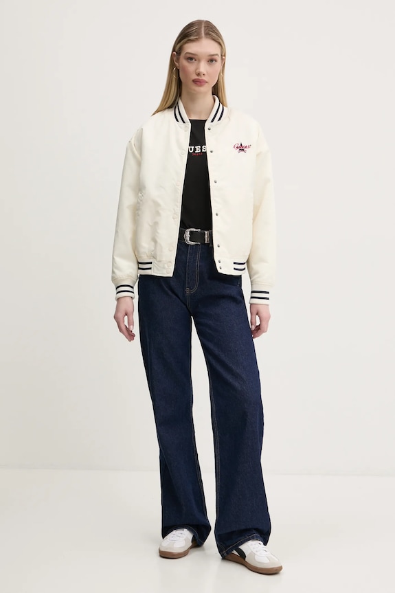 Guess Jeans kurtka bomber W5RL43.WHAA2 beżowy SS25