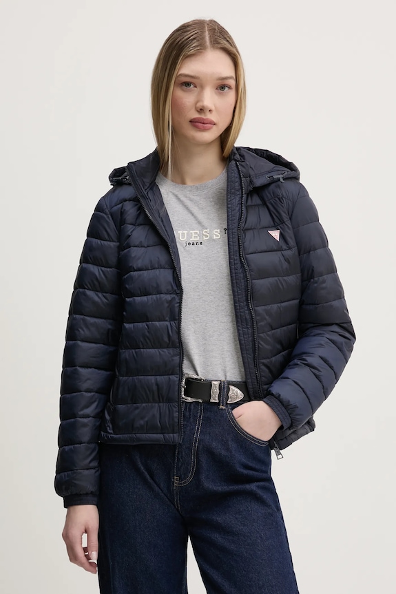 Bunda Guess Jeans přechodné námořnická modř W5RL99.WHAB2