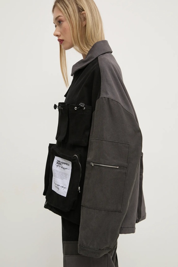 Βαμβακερό μπουφάν Karl Lagerfeld Jeans A1W15051 μαύρο