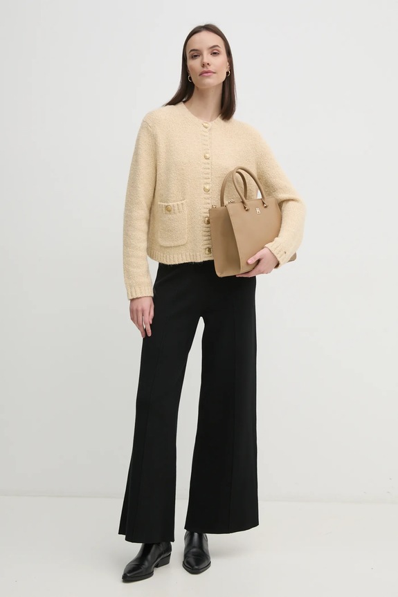 Tommy Hilfiger kardigan z domieszką wełny WW0WW44473 beżowy SS25