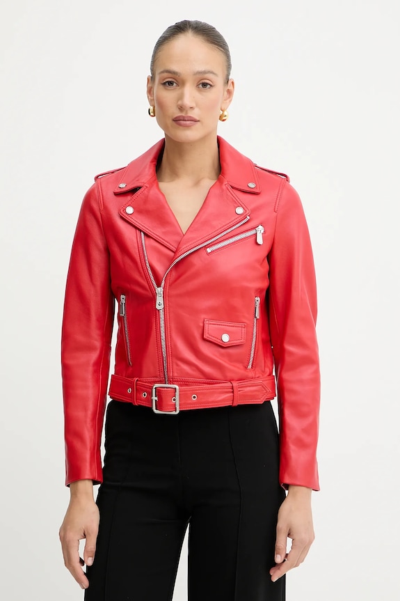 Kožená bunda Pinko usňová koža červená 103897.A21L