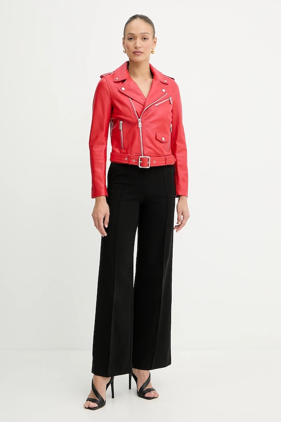 Kožená bunda Pinko 103897.A21L červená AA00