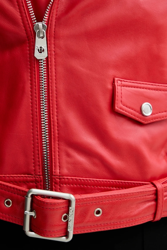 Kožená bunda Pinko 103897.A21L červená