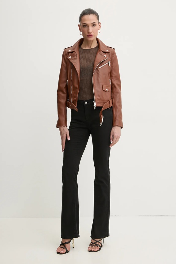 Usnjena biker jakna Pinko 103897.A21L rjava AA00