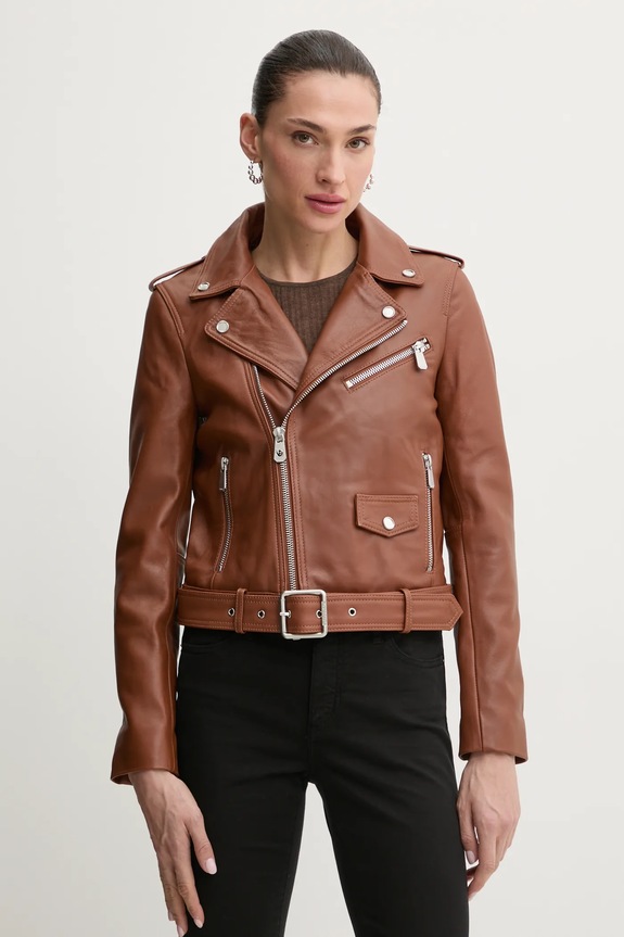 Usnjena biker jakna Pinko rjava 103897.A21L