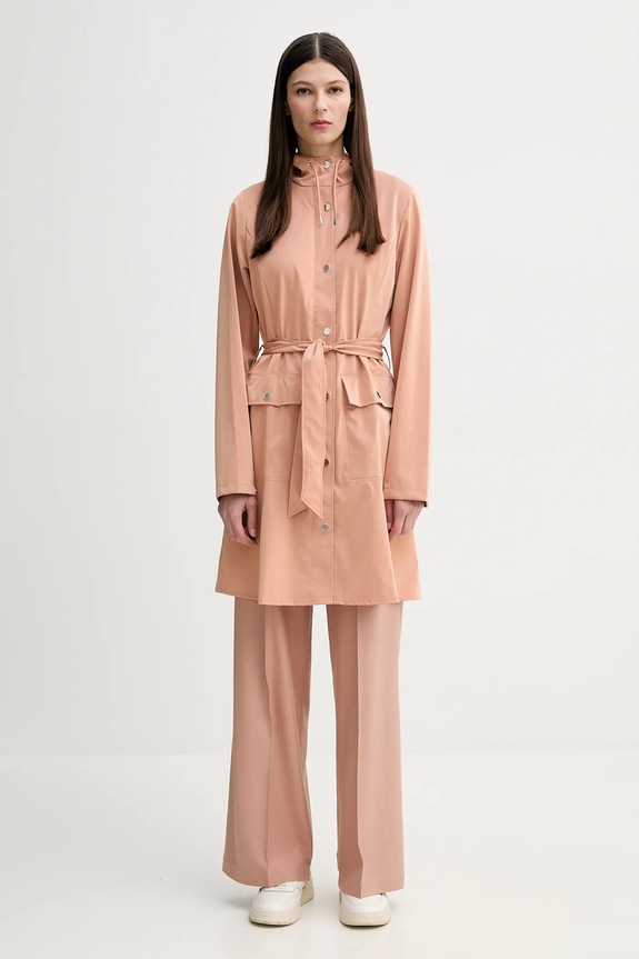 Rains kurtka Curve Long Jacket W3 18130.104 pomarańczowy SS25