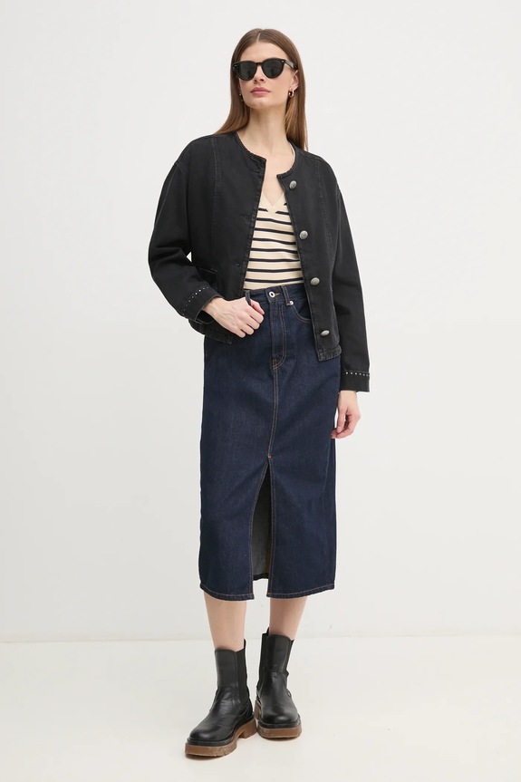 Rifľová bunda Pepe Jeans DAENA STUD PL402524 čierna SS25