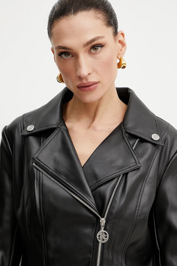 Guess giacca da motociclista CLEMENCE nero W5RL22.WE480