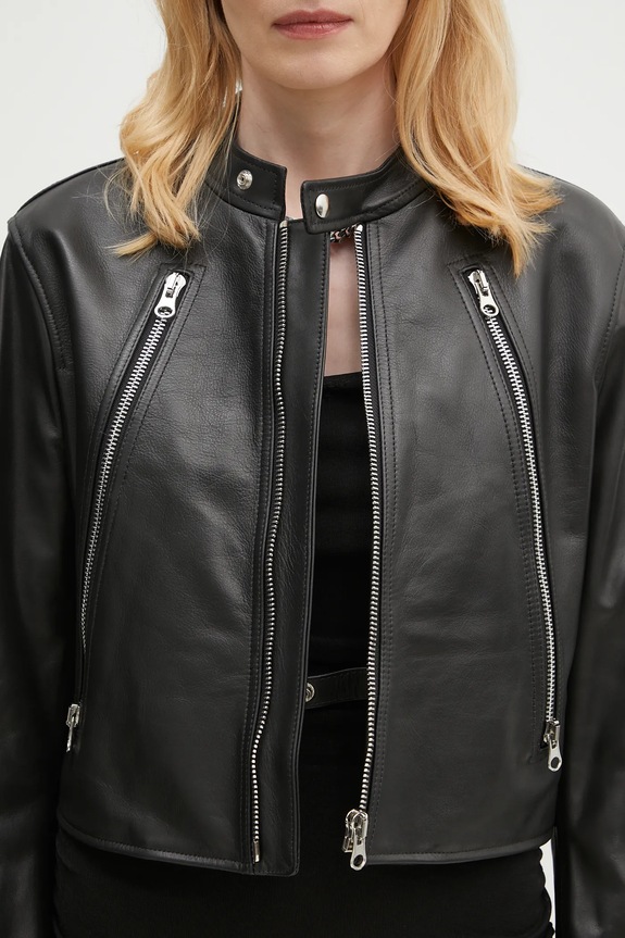 Шкіряна куртка MM6 Maison Margiela чорний S52AM0317