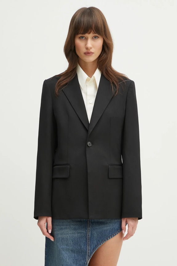 Sako s primjesom vune MM6 Maison Margiela jednoredni crna S52BN0141