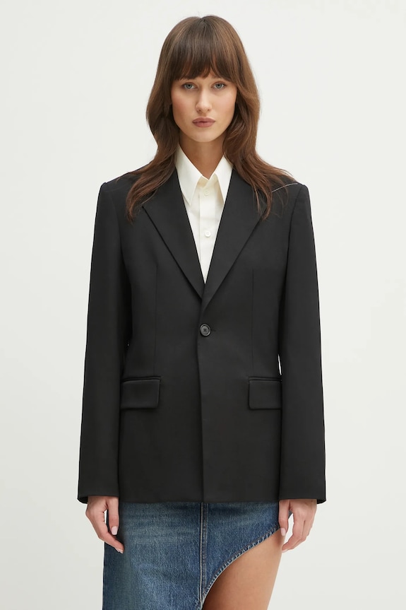 Sako s primjesom vune MM6 Maison Margiela jednoredni crna S52BN0141