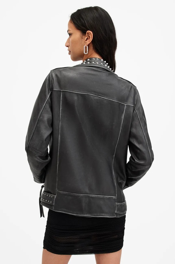 Odzież AllSaints kurtka skórzana BILLIE W082LB czarny