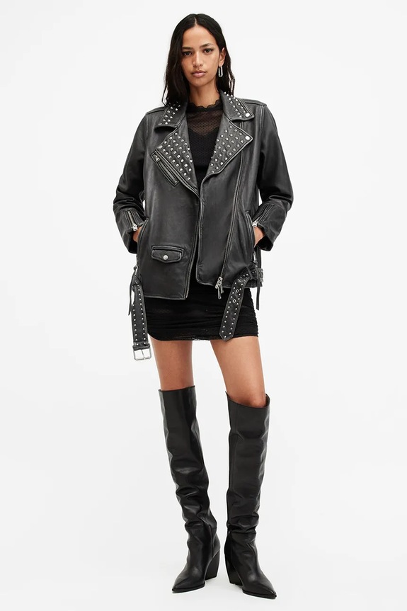 AllSaints kurtka skórzana BILLIE W082LB czarny