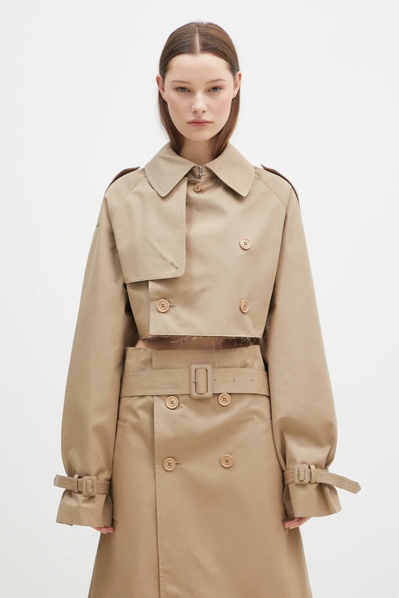 VETEMENTS kurtka Deconstructed Trenchcoat bez kaptura beżowy WA66JA400S
