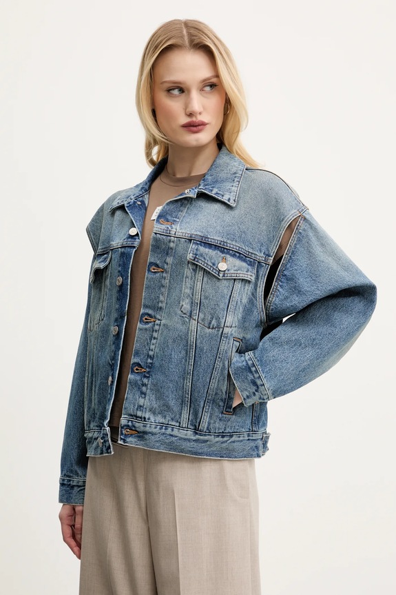 Rifľová bunda MM6 Maison Margiela nezateplené modrá S52AM0308.M30018