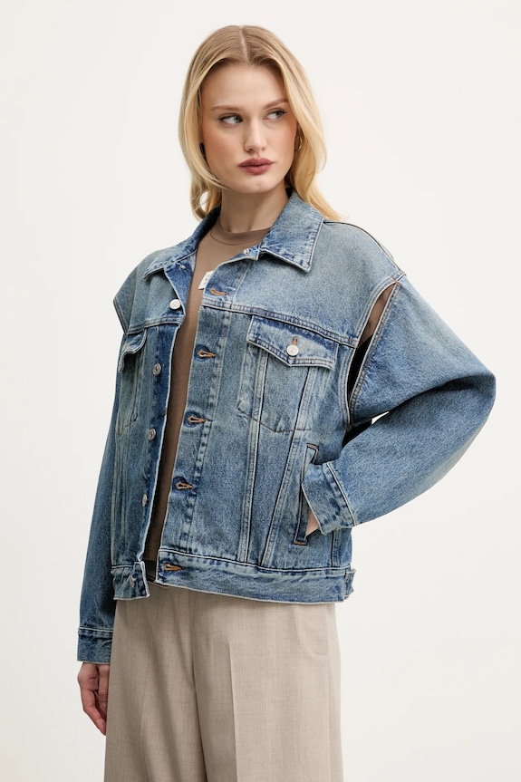 Rifľová bunda MM6 Maison Margiela nezateplené modrá S52AM0308.M30018