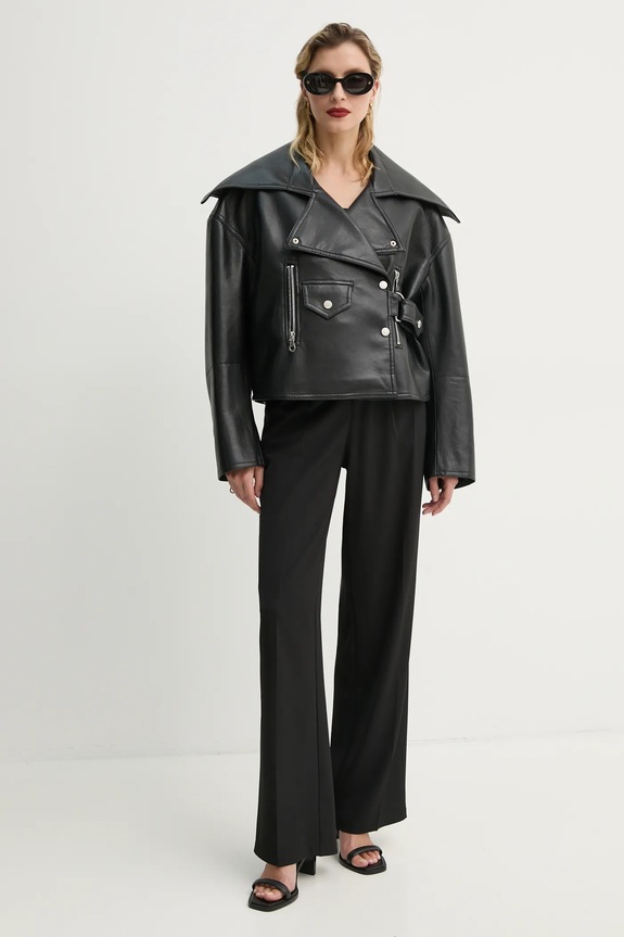 Δερμάτινο μπουφάν Nanushka ADO NW22CROW01799 μαύρο AA00