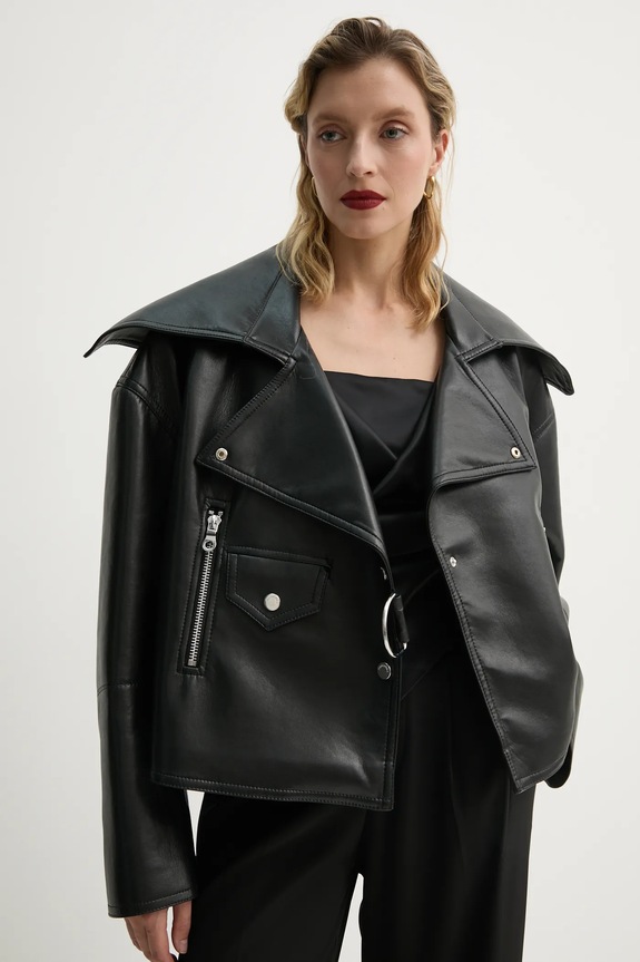 Δερμάτινο μπουφάν Nanushka ADO μαύρο NW22CROW01799