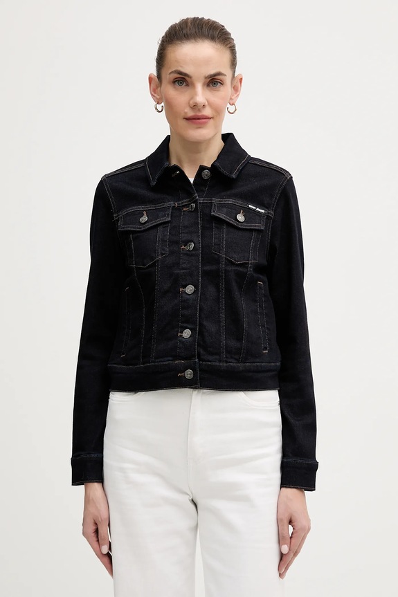 Dkny kurtka jeansowa bez kaptura granatowy DJ4J6006