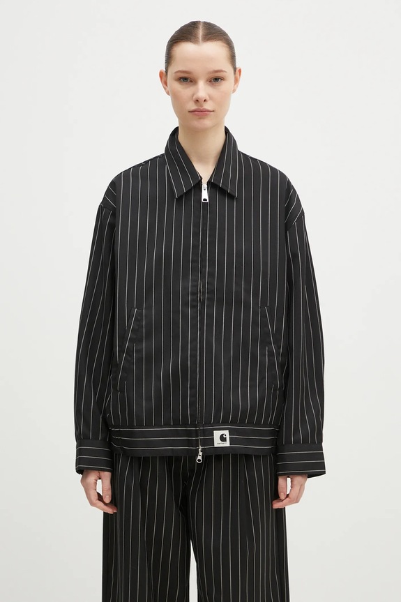 Carhartt WIP kurtka z domieszką wełny Seaton Jacket nieocieplane czarny I034449.2MBXX