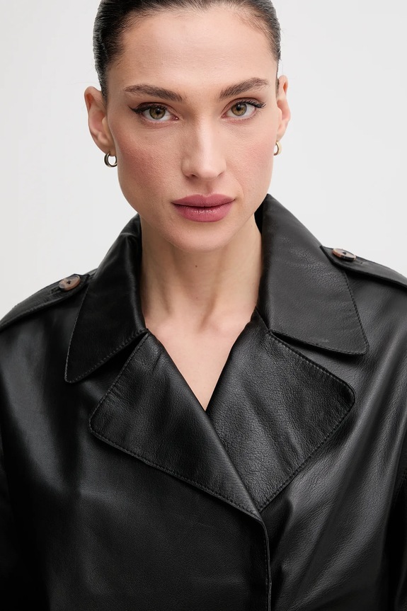 Pepe Jeans kurtka skórzana GRETA czarny PL402527