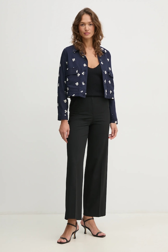 Σακάκι με λινό μείγμα Pepe Jeans GEORGINA PL402529 σκούρο μπλε SS25