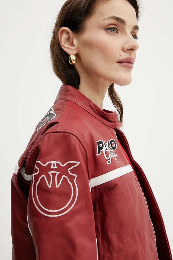 Kožená bunda Pinko červená 105296.A2N5