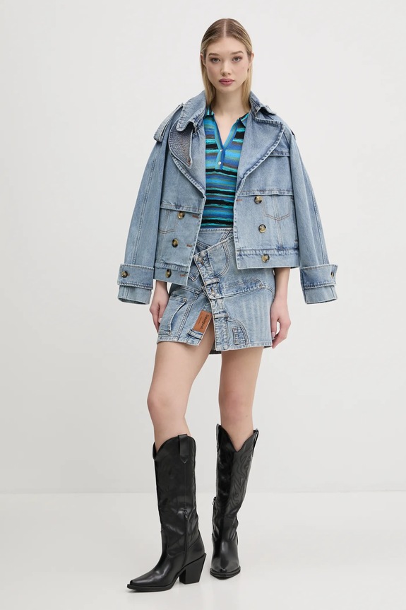 Desigual trencz jeansowy ONTARIO 25SWED57 niebieski SS25