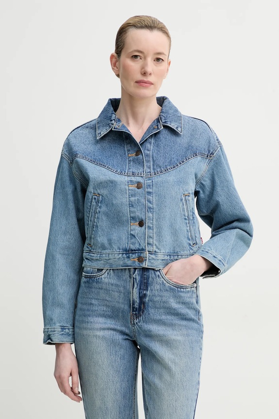 Jakna Levi's SHRUNKEN 90S TRCKR WSTRN bez kapuljače plava 001WO