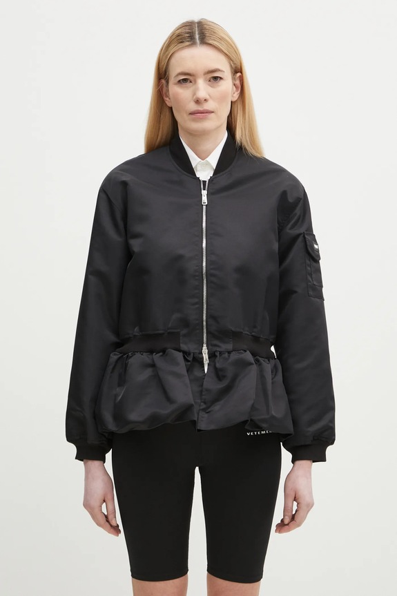 Coperni Gathered Hem Bomber enyhén szigetelt fekete COPBL24F3003