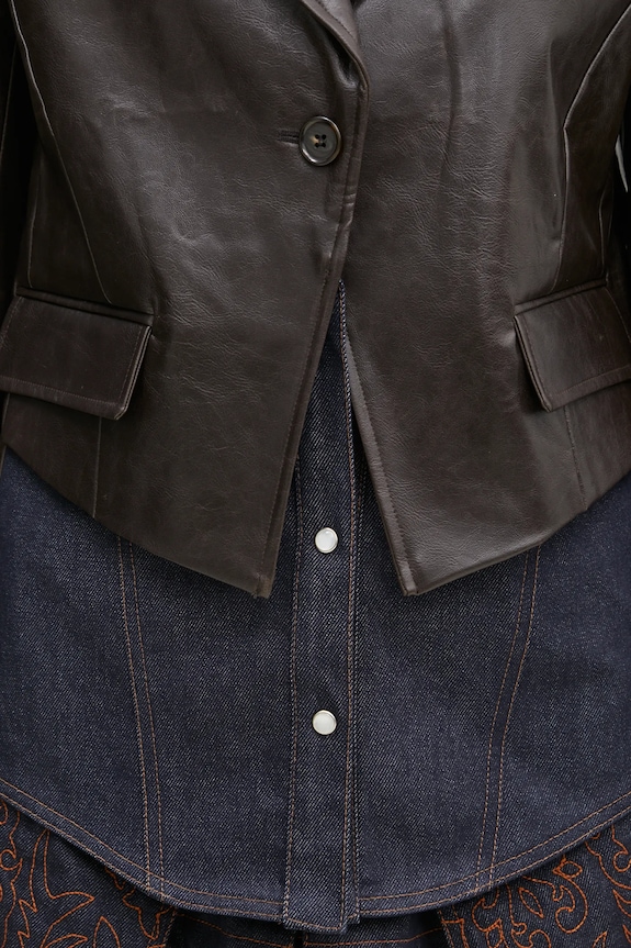 Sako Andersson Bell Hybrid Faux-Leather Blazer hnědá awa683w