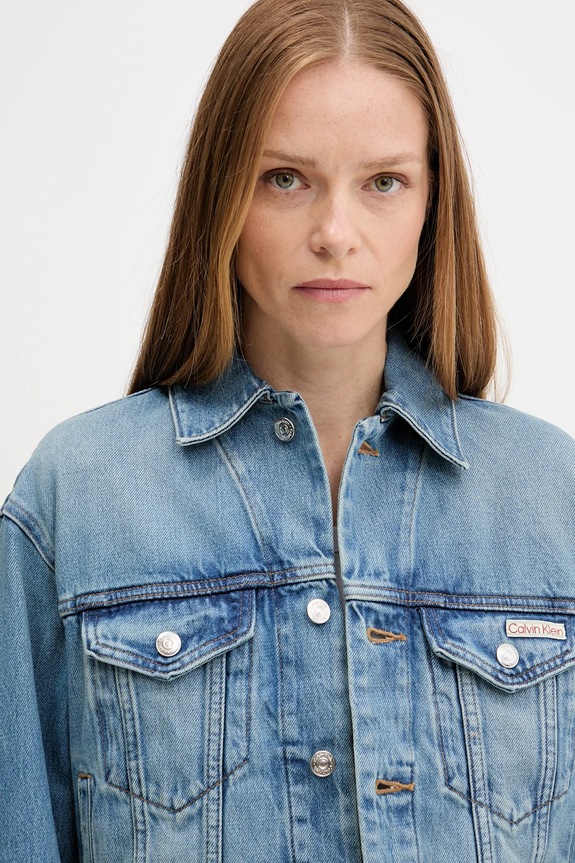 Rifľová bunda Calvin Klein Jeans modrá LV047B075G