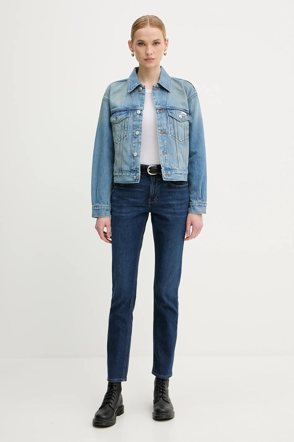 Rifľová bunda Calvin Klein Jeans LV047B075G modrá AW25