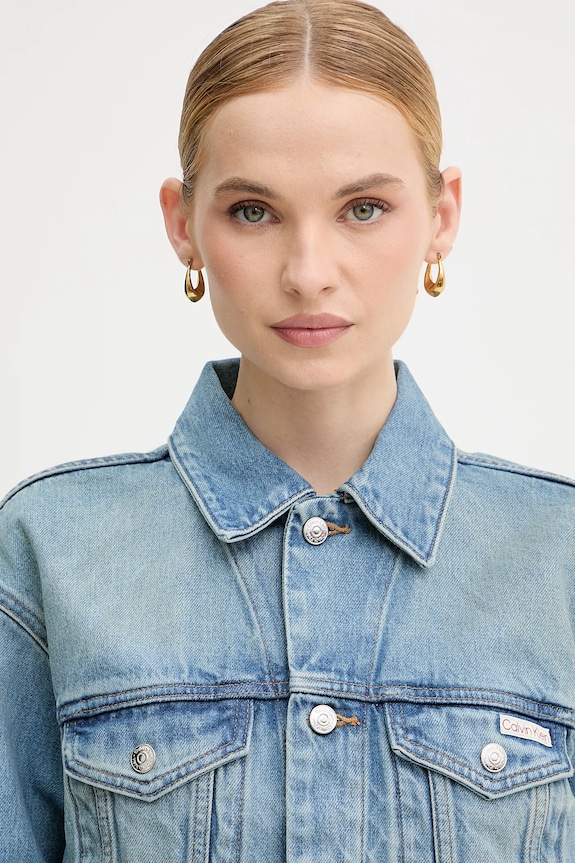 Rifľová bunda Calvin Klein Jeans modrá LV047B075G