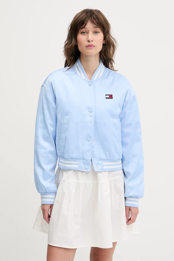 Tommy Jeans kurtka bomber bez kaptura niebieski DW0DW20229