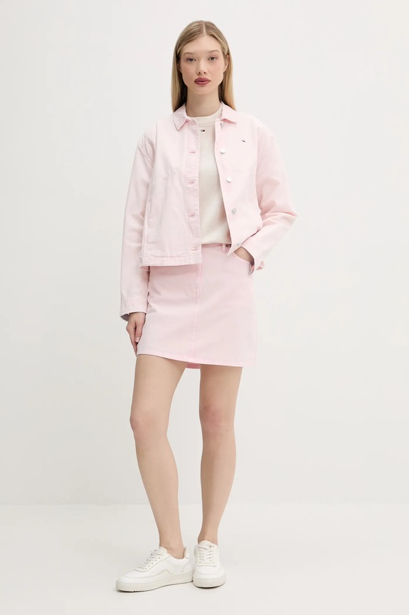 Tommy Jeans kurtka bawełniana DW0DW20230 różowy SS25