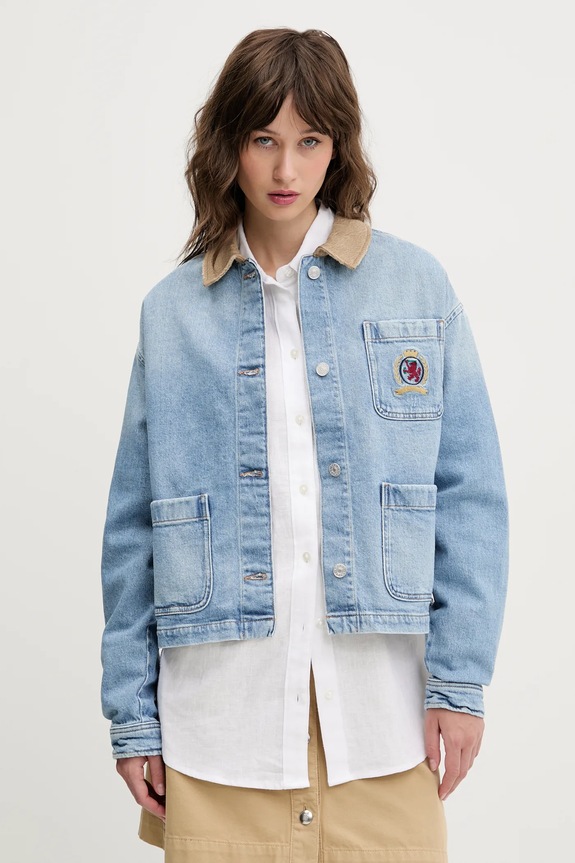 Tommy Jeans kurtka jeansowa bez kaptura niebieski DW0DW20568