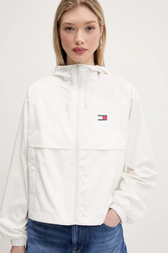 Tommy Jeans geacă de tranziție feminină alb DW0DW20672