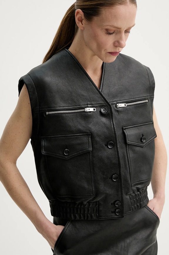 Kožni prsluk Bally bez tople podstave crna WLE06Q